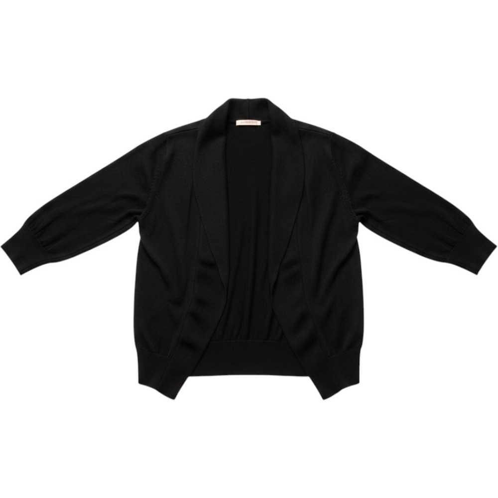 Philosophy Womens Black Open Front Shawl Collar 3/4 Sleeve Knit Cardigan Sweater